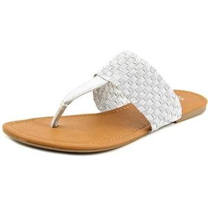 Womens Silver Fabric Thong Size 10 Sandals